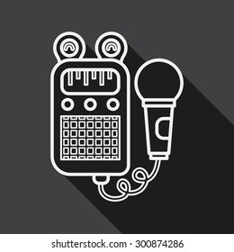 toy microphone flat icon with long shadow, line icon