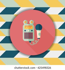 toy microphone flat icon with long shadow,eps10