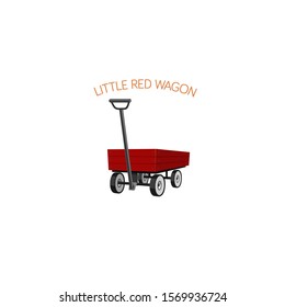 Toy mini wagon, Little red wagon, Childs red wagon on white background