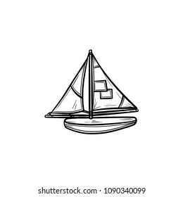 Toy model of a ship hand drawn outline doodle icon. Construction and modelling of toy ships and vessels vector sketch illustration for print, web, mobile and infographics isolated on white background.