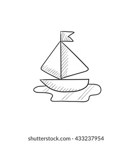 Toy model of ship vector sketch icon isolated on background. Hand drawn Toy model of ship icon. Toy model of ship sketch icon for infographic, website or app.
