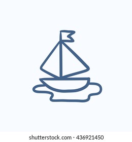 Toy model of ship vector sketch icon isolated on background. Hand drawn Toy model of ship icon. Toy model of ship sketch icon for infographic, website or app.