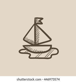 Toy model of ship vector sketch icon isolated on background. Hand drawn Toy model of ship icon. Toy model of ship sketch icon for infographic, website or app.