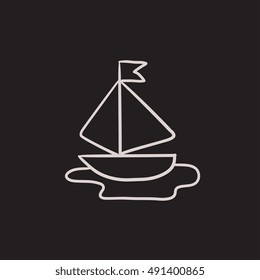 Toy model of ship vector sketch icon isolated on background. Hand drawn Toy model of ship icon. Toy model of ship sketch icon for infographic, website or app.