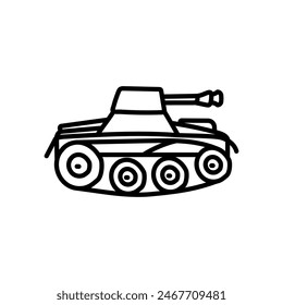 Modelo de juguete de tanque Icono aislado, Ilustración vectorial