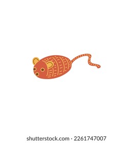 Toy mouse for cats active games. Toy or plaything for playing with pets and keeping the cat active, flat cartoon vector illustration isolated on white background.