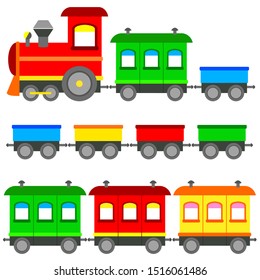 
Toy multi-colored train cartoon vector illustration.