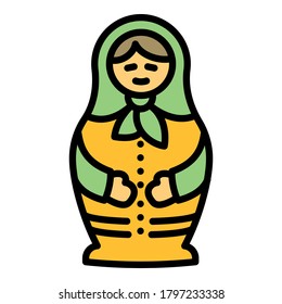 Toy nesting doll icon. Outline toy nesting doll vector icon for web design isolated on white background