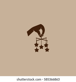 toy on the bed, a hand icon