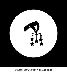 toy on the bed, a hand icon