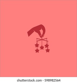 toy on the bed, a hand icon