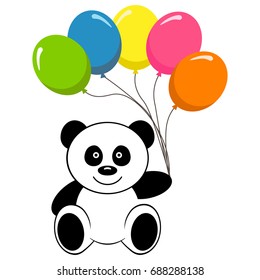 Toy panda bear with colorful air balloon