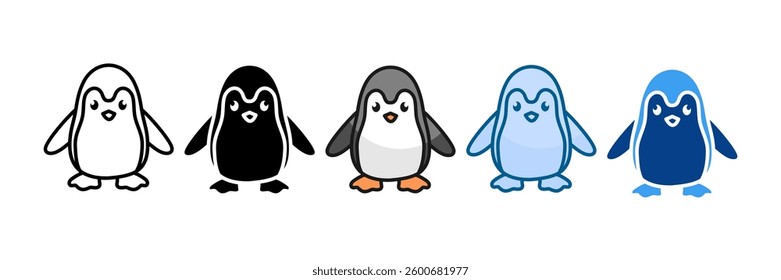 Toy Penguin Icon Set Multiple Style Collection