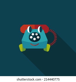 Toy Phone Flat Icon With Long Shadow,eps10