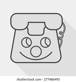 toy phone flat icon with long shadow, line icon