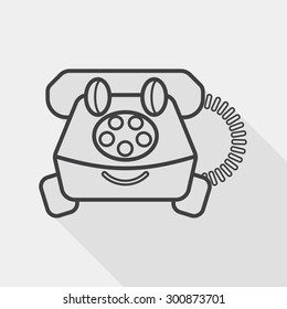 Toy Phone Flat Icon With Long Shadow, Line Icon