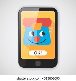 toy phone flat icon with long shadow,eps10