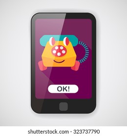 toy phone flat icon with long shadow,eps10