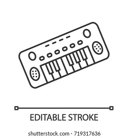 Toy piano linear icon. Thin line illustration. Contour symbol. Vector isolated outline drawing. Editable stroke
