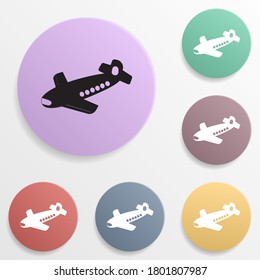 Toy plane badge color set icon. Simple glyph, flat vector of toys icons for ui and ux, website or mobile application