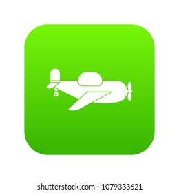 Toy plane icon digital green for any design isolated on white vector illustration