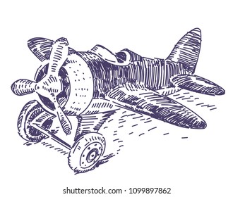 Toy plane vector hand drawn