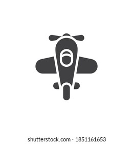 Toy plane vector icon. filled flat sign for mobile concept and web design. Airplane top view glyph icon. Symbol, logo illustration. Vector graphics