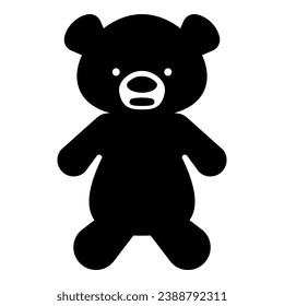 Toy plush bear cute doll icon black color vector illustration image flat style simple