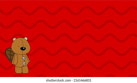 toy plush chibi beaver cartoon illustration background in vector format