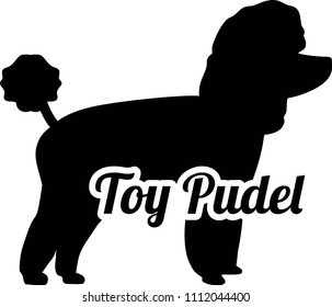 Toy poodle silhouette real with word german