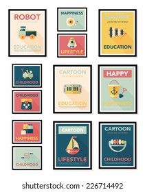 Toy poster flat banner design flat background set, eps10