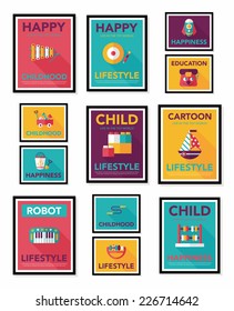 Toy poster flat banner design flat background set, eps10