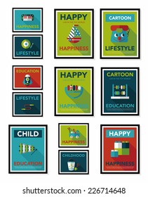 Toy poster flat banner design flat background set, eps10
