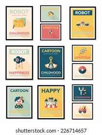 Toy poster flat banner design flat background set, eps10