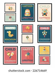 Toy poster flat banner design flat background set, eps10