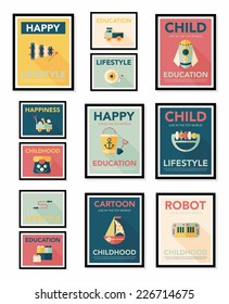 Toy poster flat banner design flat background set, eps10