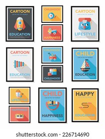 Toy poster flat banner design flat background set, eps10