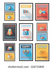 Toy poster flat banner design flat background set, eps10