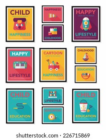 Toy poster flat banner design flat background set, eps10