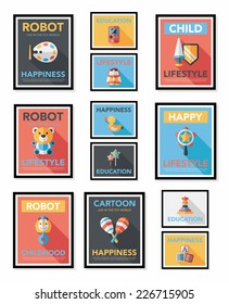 Toy poster flat banner design flat background set, eps10