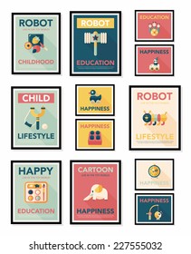 Toy poster flat banner design flat background set, eps10