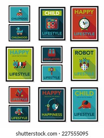 Toy poster flat banner design flat background set, eps10