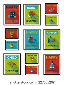 Toy poster flat banner design flat background set, eps10