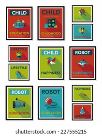 Toy poster flat banner design flat background set, eps10