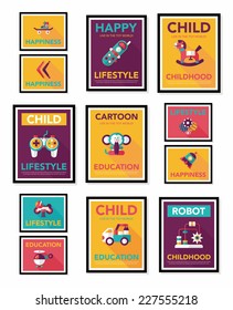 Toy poster flat banner design flat background set, eps10
