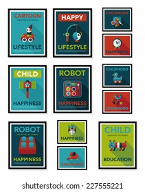 Toy poster flat banner design flat background set, eps10