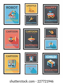 Toy poster flat banner design flat background set, eps10