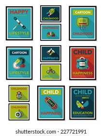 Toy poster flat banner design flat background set, eps10