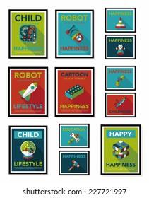 Toy poster flat banner design flat background set, eps10