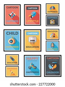 Toy poster flat banner design flat background set, eps10